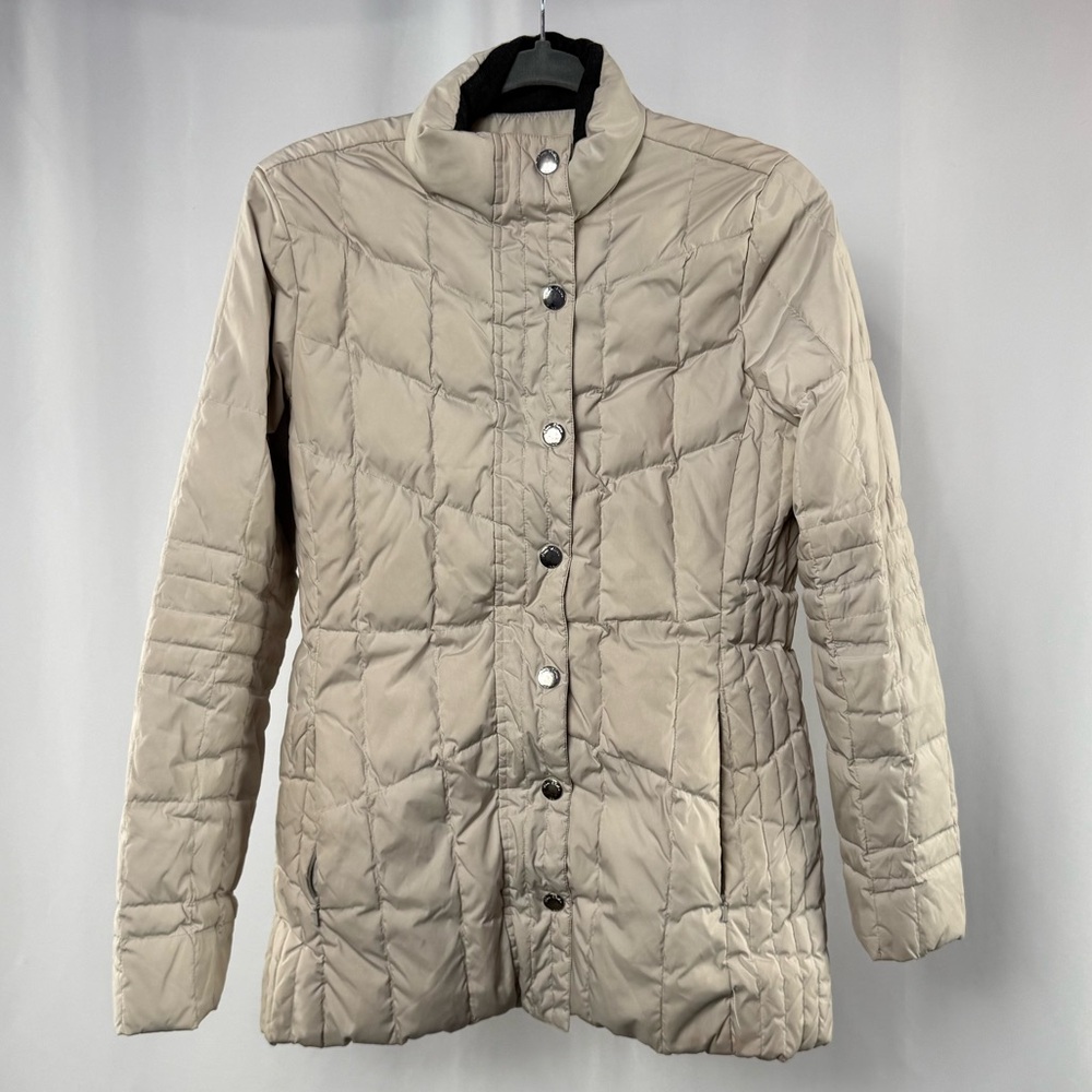 Brooks Brothers Down Quilted Full‎ Zip Jacket in Beige Size 2